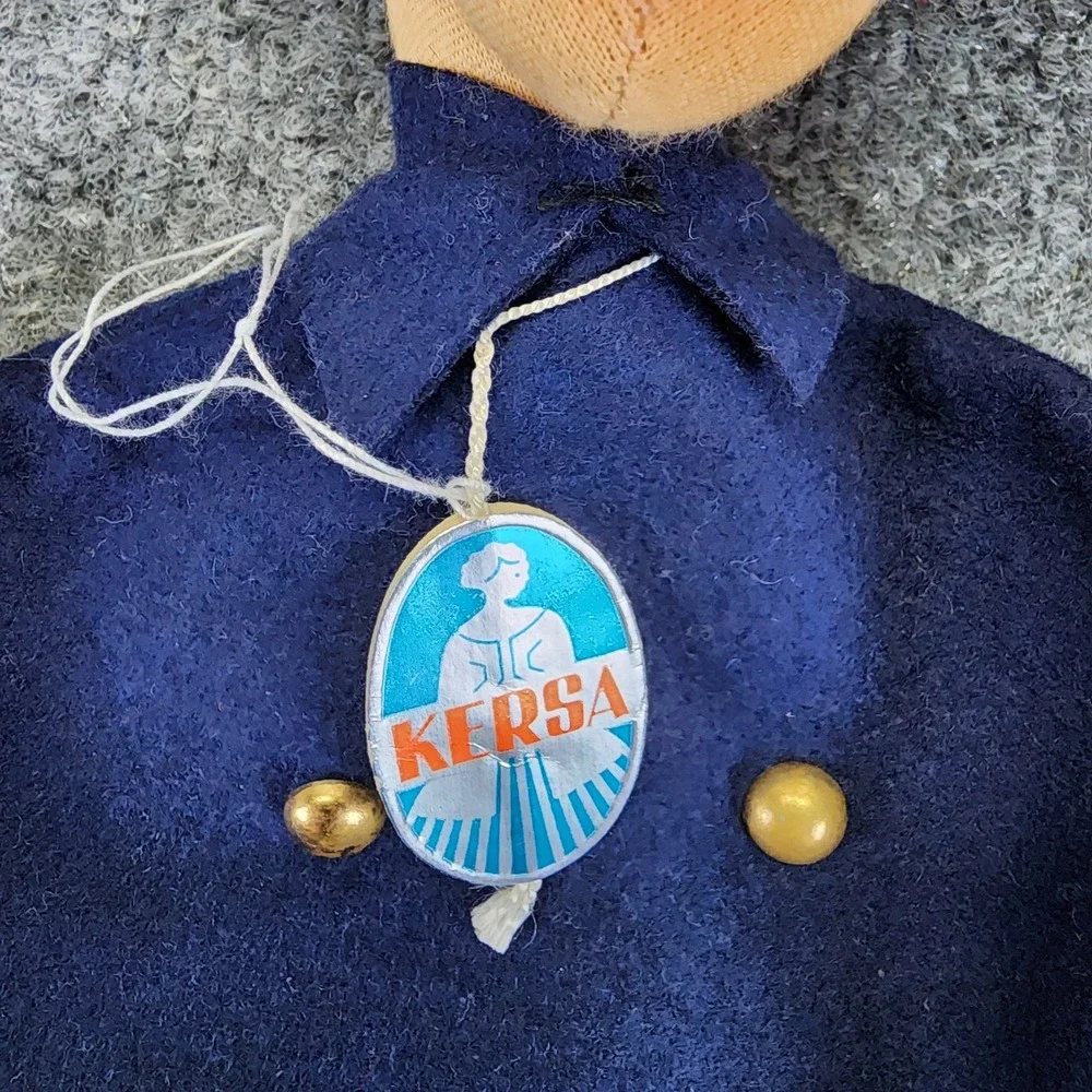 Rare Kersa POLICEMAN Hand Puppet 1960s German Vintage Constable Felt Toy W/ Tag